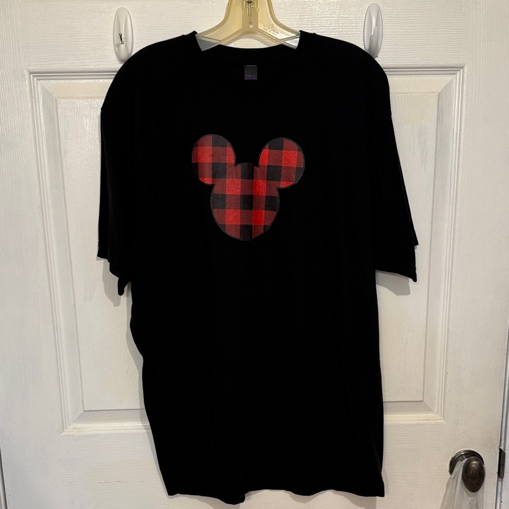 Tultex Black Tee with Red Plaid Graphic